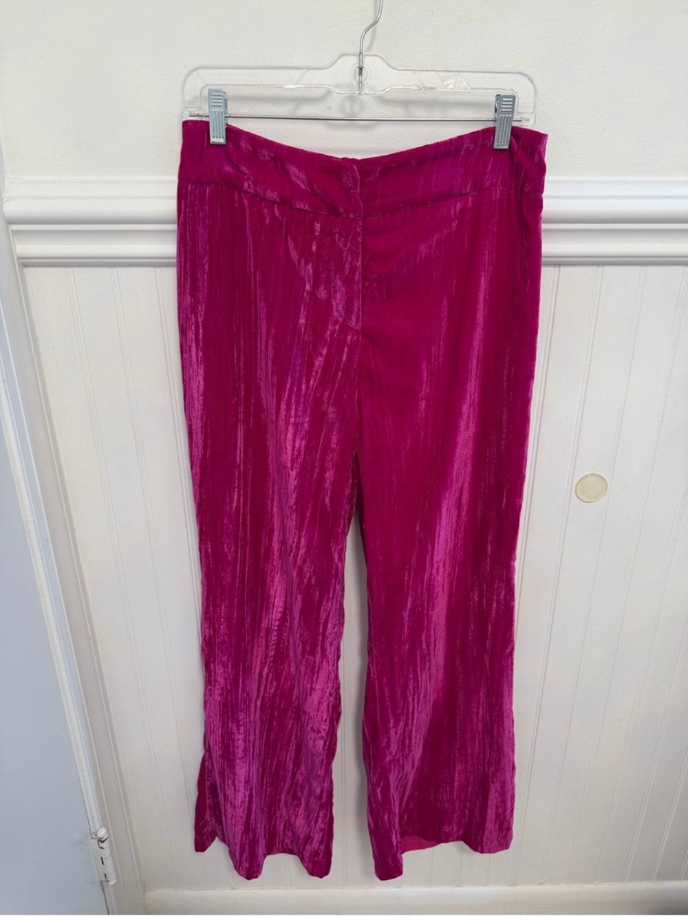 Nasty Gal Crushed Velvet Wide Leg Pants in Magenta